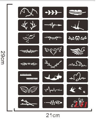 32 многоразовых трафарета, набор 29, трафарет для тату хна  #1