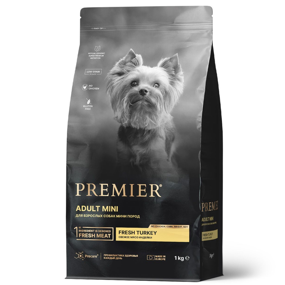 Сухой корм Premier Dog Turkey ADULT Mini из свежего мяса индейки для собак мелких пород 1 кг  #1