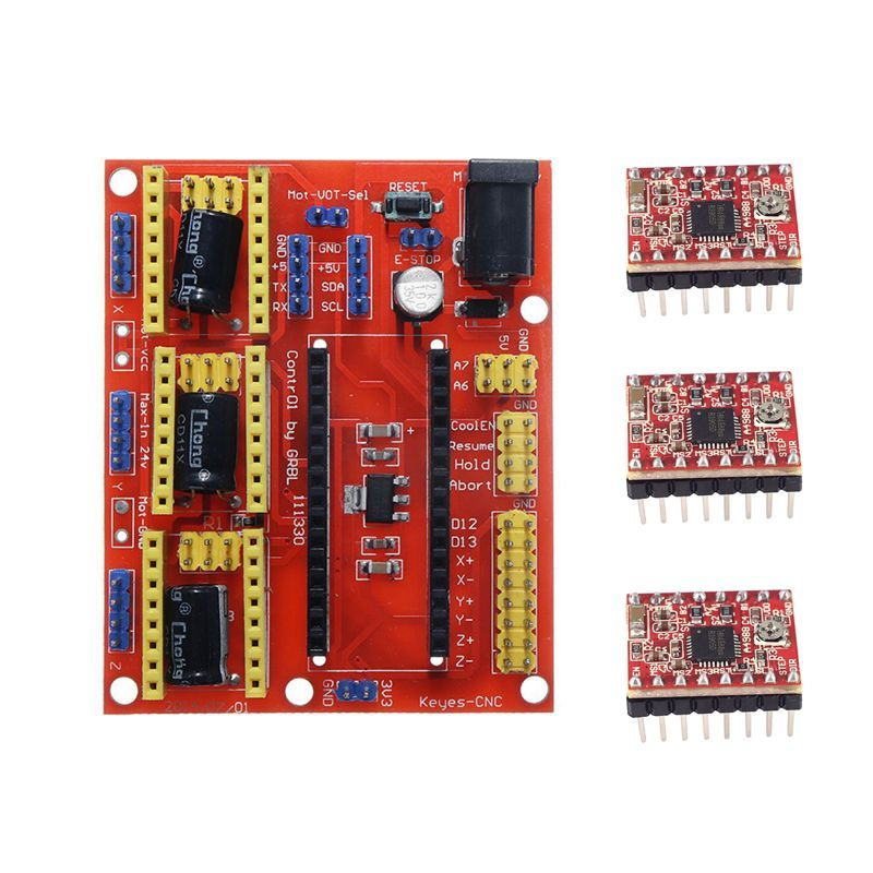 Набор для сборки ЧПУ - гравера. Плата расширения CNC Shield V4 для Arduino Nano + 3 драйвера A4988Плата #1