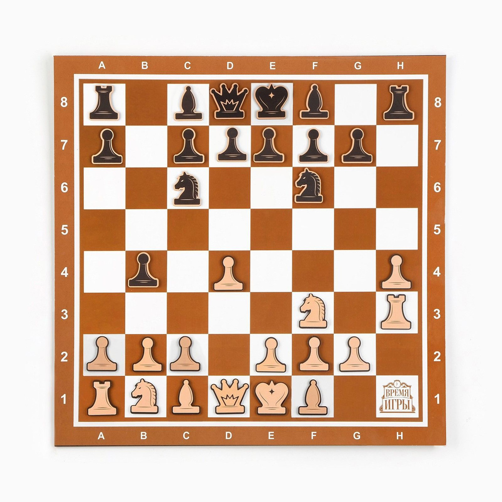 Демонстрационные шахматы "Время игры" на магнитной доске, 32 шт, поле 40*40 см, коричневые  #1