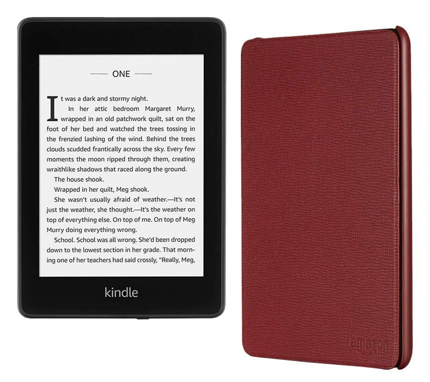 Amazon Kindle 6" Электронная книга PW18 8Gb SO + фирменный кожаный чехол, черный, темно-бордовый  #1