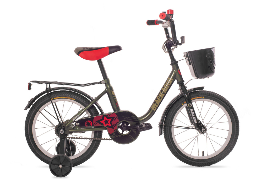 Велосипед детский Black Aqua 1804 с корзиной, хаки 18" стальная рама  #1