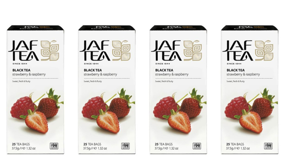 Чай черный  Jaf Tea  клубника малина 25 пакетов 4 штуки #1