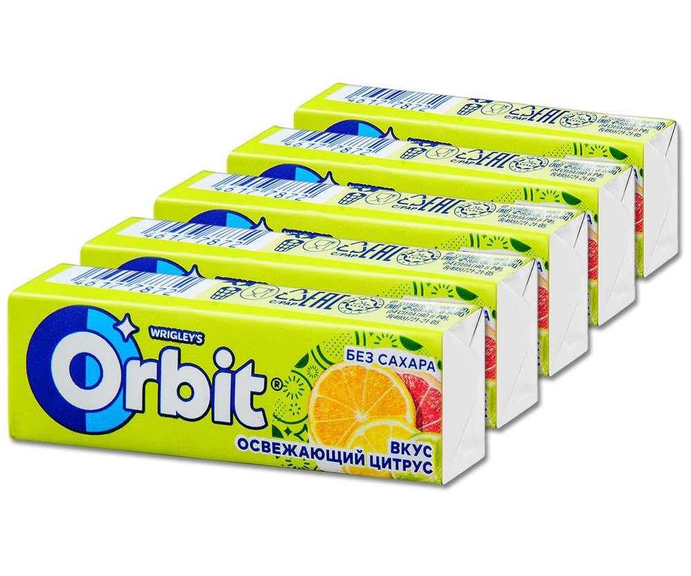 Жевательная резинка Orbit Освежающий цитрус, без сахара, 13.6 г, 5 шт.  #1