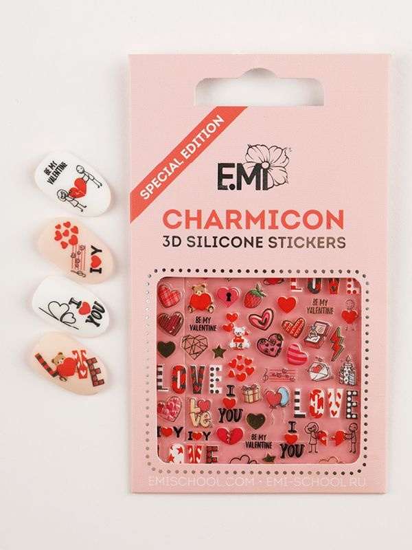 EMI Наклейки для дизайна ногтей Charmicon 3D Silicone Stickers Любовь #1