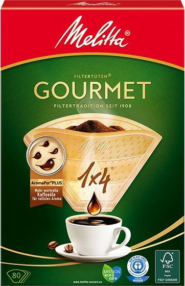 Фильтры для кофеварок неотбеленные Melitta GOURMET №4, 80 штук #1