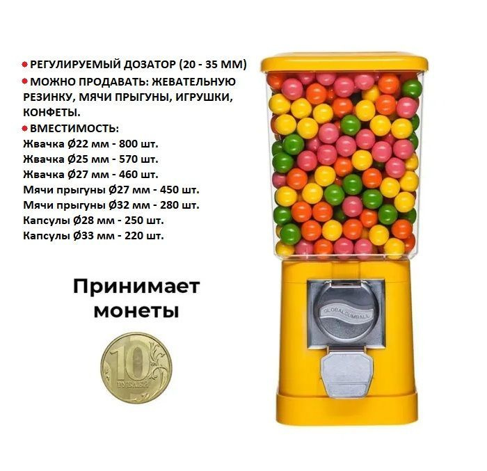 Aвтомат торговый механический SibGum Альфа монетоприемник на 10 рублей  #1