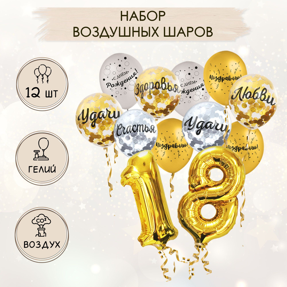 Воздушные шары, набор на 18 лет, (12шт) #1