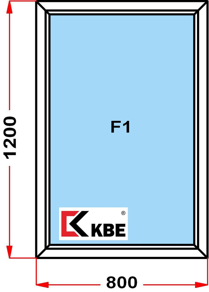 Окно пластиковое KBE 58 мм (1200 x 800), не открывающееся, стеклопакет из 2х стекол  #1