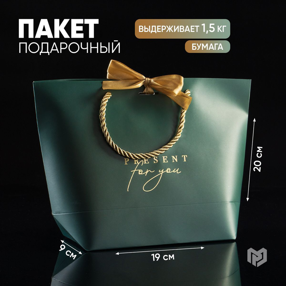 Пакет подарочный ламинированный "Present for you", 19 х 20 х 9 см #1