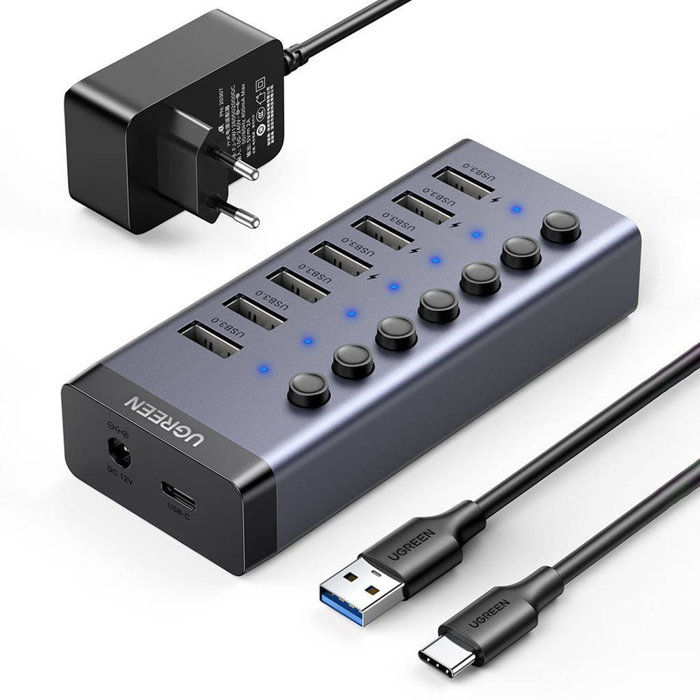 Мульти Хаб UGREEN CM481 USB-C to 7-Port USB-A 3.0 Hub DC 12V (90307) #1