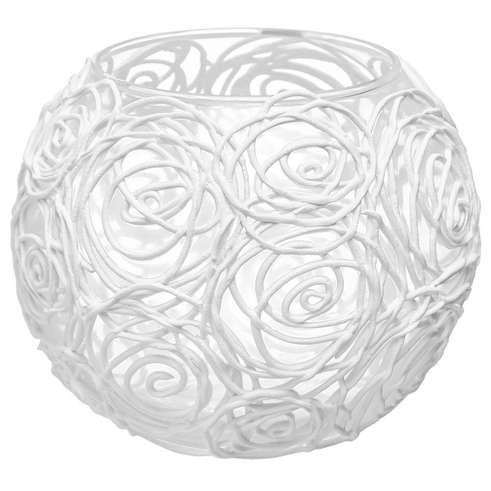 Elan Gallery Ваза "12х12х10 см Клубок ниток шар ваза для цветов/декоративная/для интерьера/стеклянная/настольная/Идеальный #1