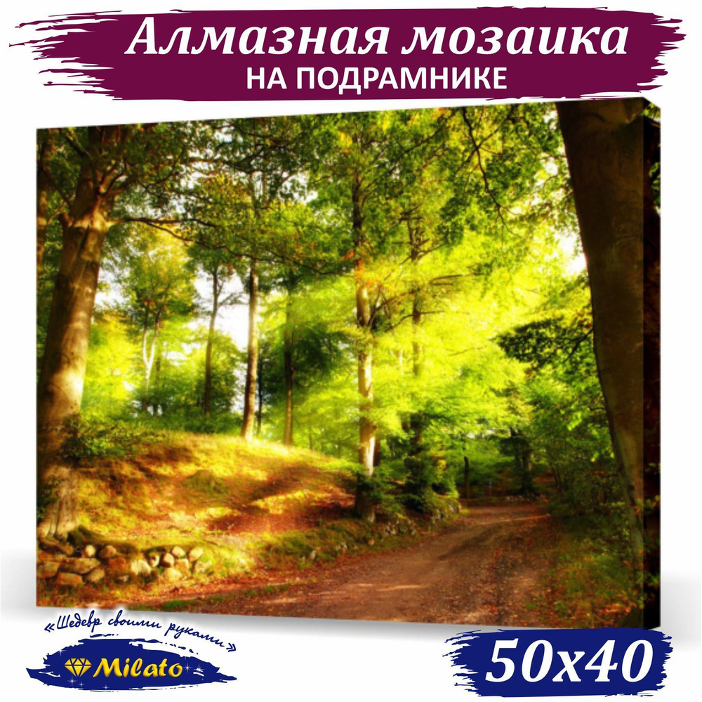 Алмазная мозаика на подрамнике 40x50 см. Алмазная вышивка "Магия леса" 35 цветов, полная выкладка.  #1