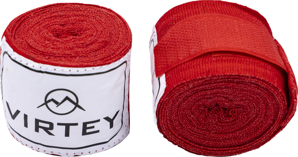 Бинт боксерский Virtey / Виртей BH02 на липучке, хлопок, красный, длина 3м, в упаковке 2шт. / спорттовары #1