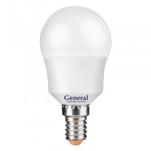 Светодиодная LED лампа General шар P45 E14 12W 4500K 4K 45х80 пластик/алюм GLDEN-G45F-12-230-E14-4500 #1