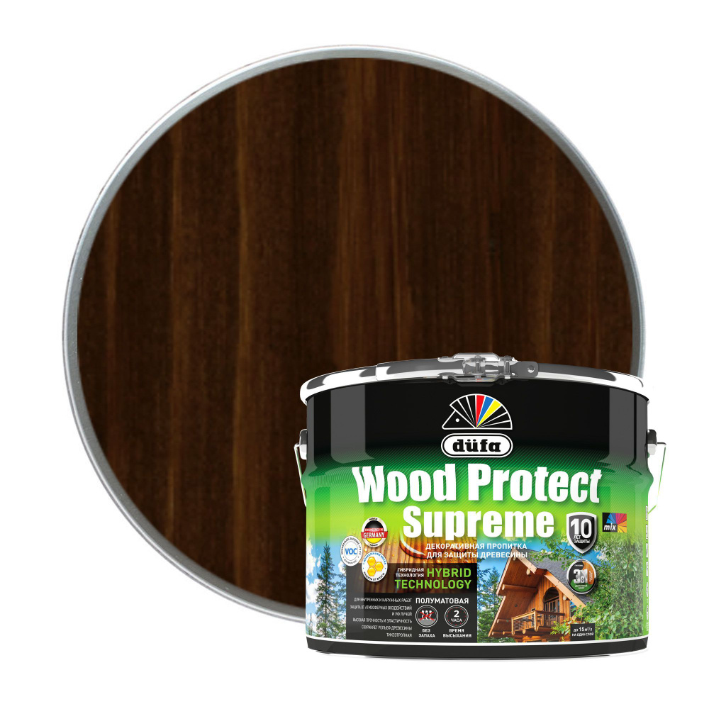 Пропитка декоративная для защиты древесины алкидная Dufa Wood Protect Supreme палисандр 9 л  #1