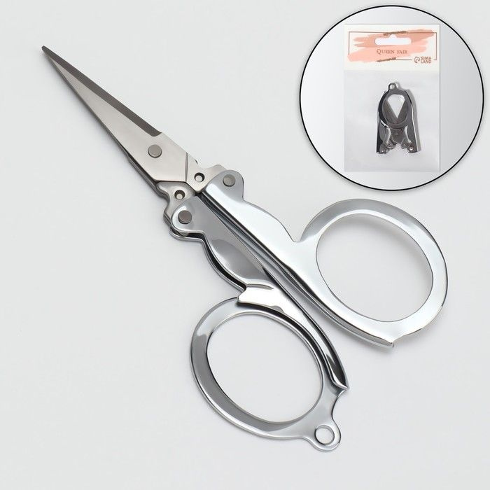 Ножницы маникюрные, складные, прямые, 10,5 см, цвет серебристый  #1