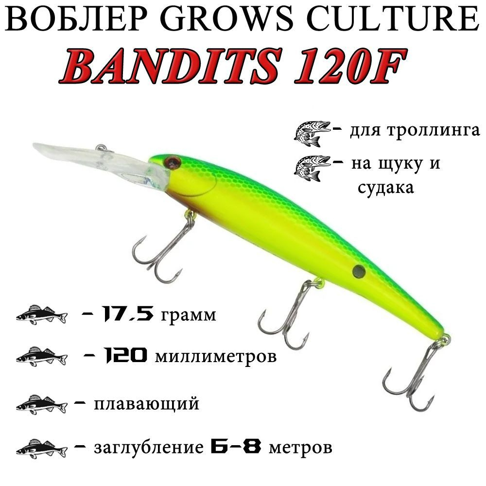 Воблер Grows Culture Bandits Walleye Deep 120 мм 11# (17.5 гр.; 6.0-8.0 м.) #1