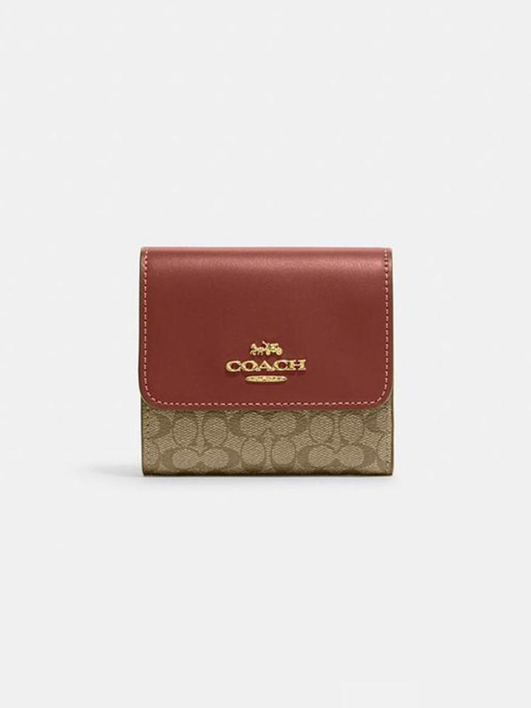 Кошелек COACH Small Trifold Wallet In Colorblock Signature Canvas #1