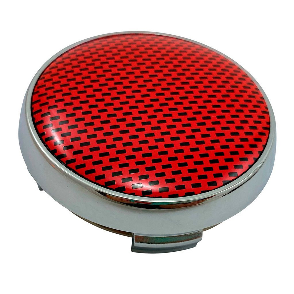 Колпачок на литые диски 65/60/12 мм хром1 шт / Заглушка ступицы 65 мм с металлическим стикером цвет красный #1