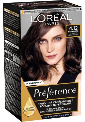 L'Oreal Paris Краска для волос Preference, 4.12 Монмартр, глубокий коричневый, Лореаль Преферанс  #1