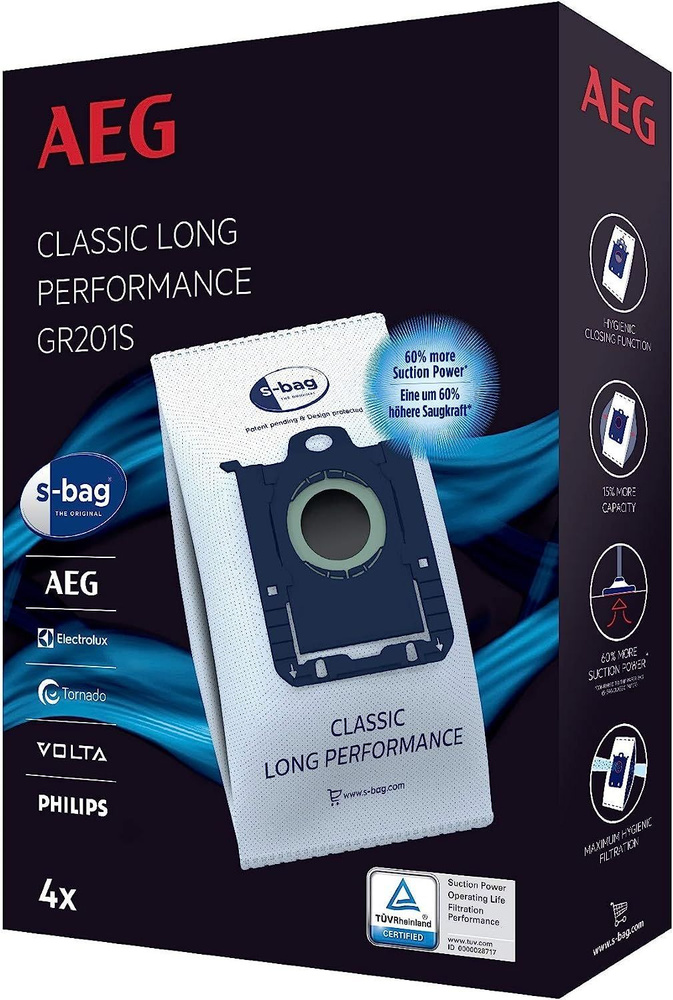 Мешки для сбора пыли Philips GR201S Classic Long Performance S-Bag, 4 шт. #1