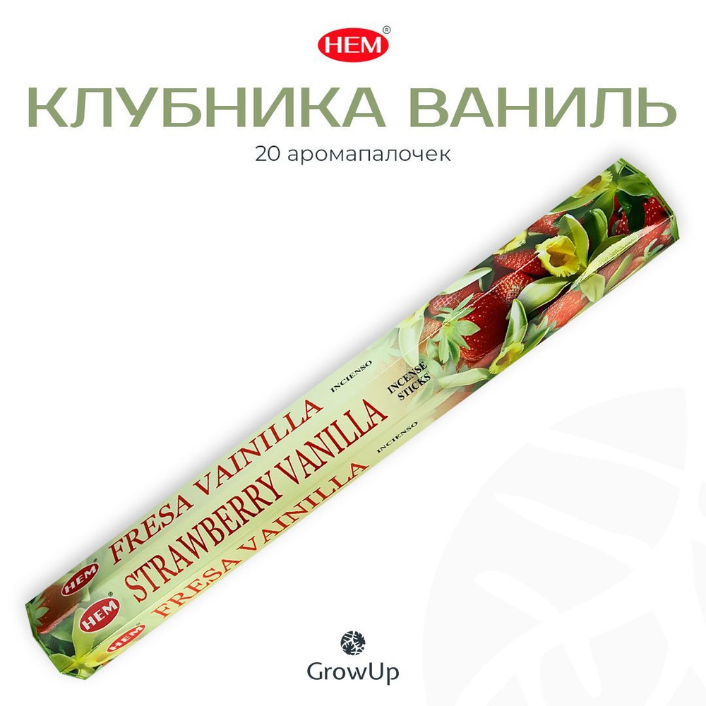 HEM Клубника Ваниль - 20 шт, ароматические благовония, палочки, Strawberry Vanilla - Hexa ХЕМ  #1