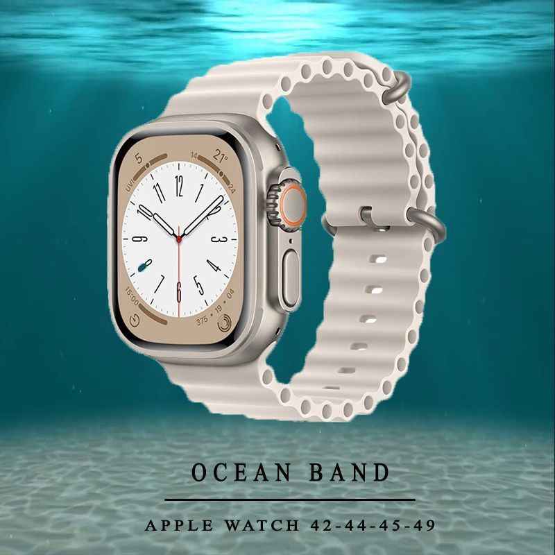 Силиконовый ремешок Ocean Band для smart часов Apple Watch 42 44 45 49 мм / браслет на эпл вотч Apple #1