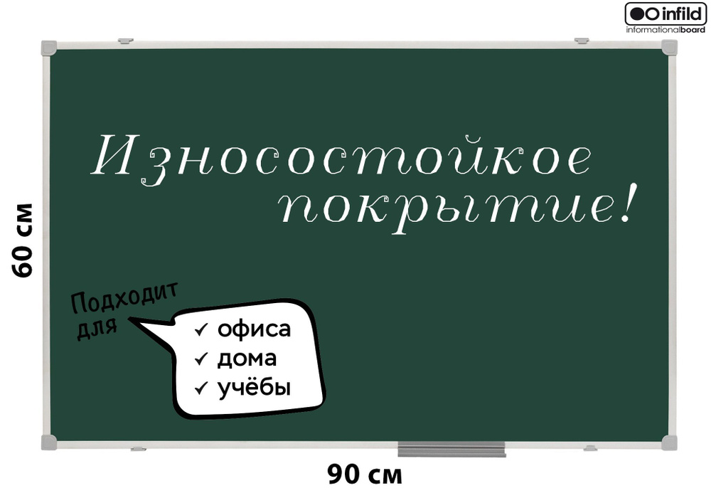 Доска магнитно-меловая зелёная 60х90 см, INFILD #1