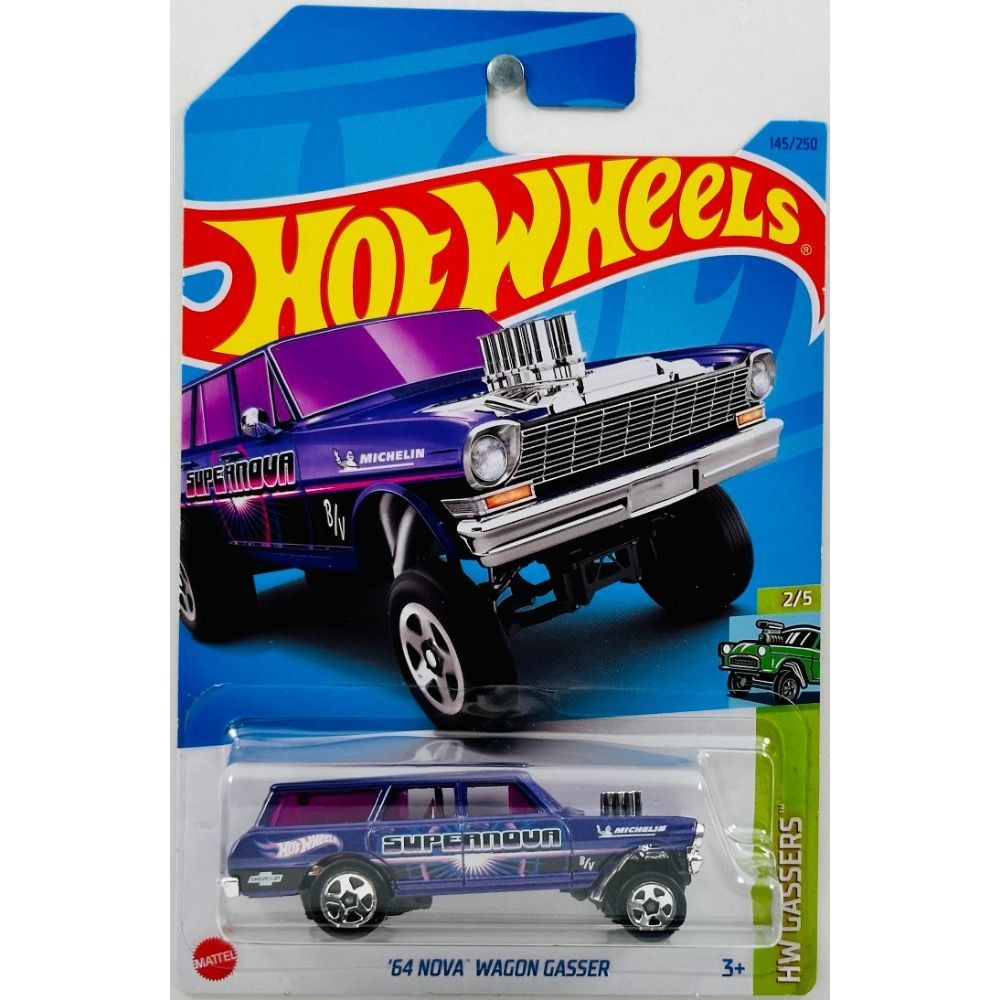 HKH63 Машинка металлическая игрушка Hot Wheels коллекционная модель 64 NOVA WAGON GASSER фиолетовый  #1