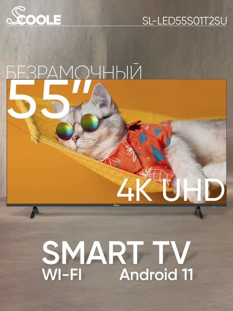 Scoole Телевизор SL-LED55S02T2SU 55" 4K UHD, черный #1