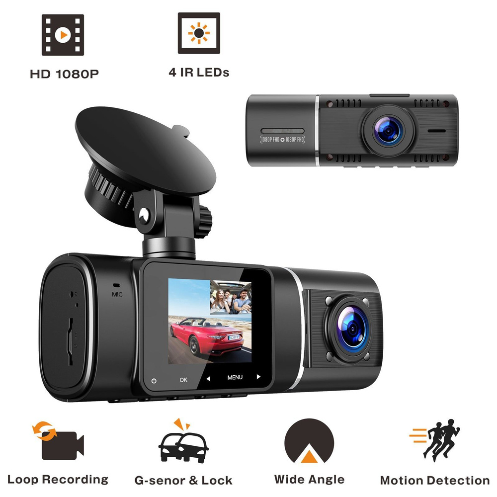 Видеорегистратор TOGUARD FHD Front and Cabin Video Recording Car DVR -  купить в интернет-магазине по низким ценам с доставкой OZON (1246677521)