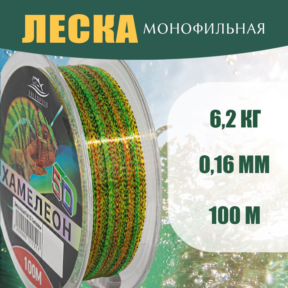 ASIANFISH Монофильная леска для рыбалки, размотка: 100 м, толщина: 0.16 мм  #1