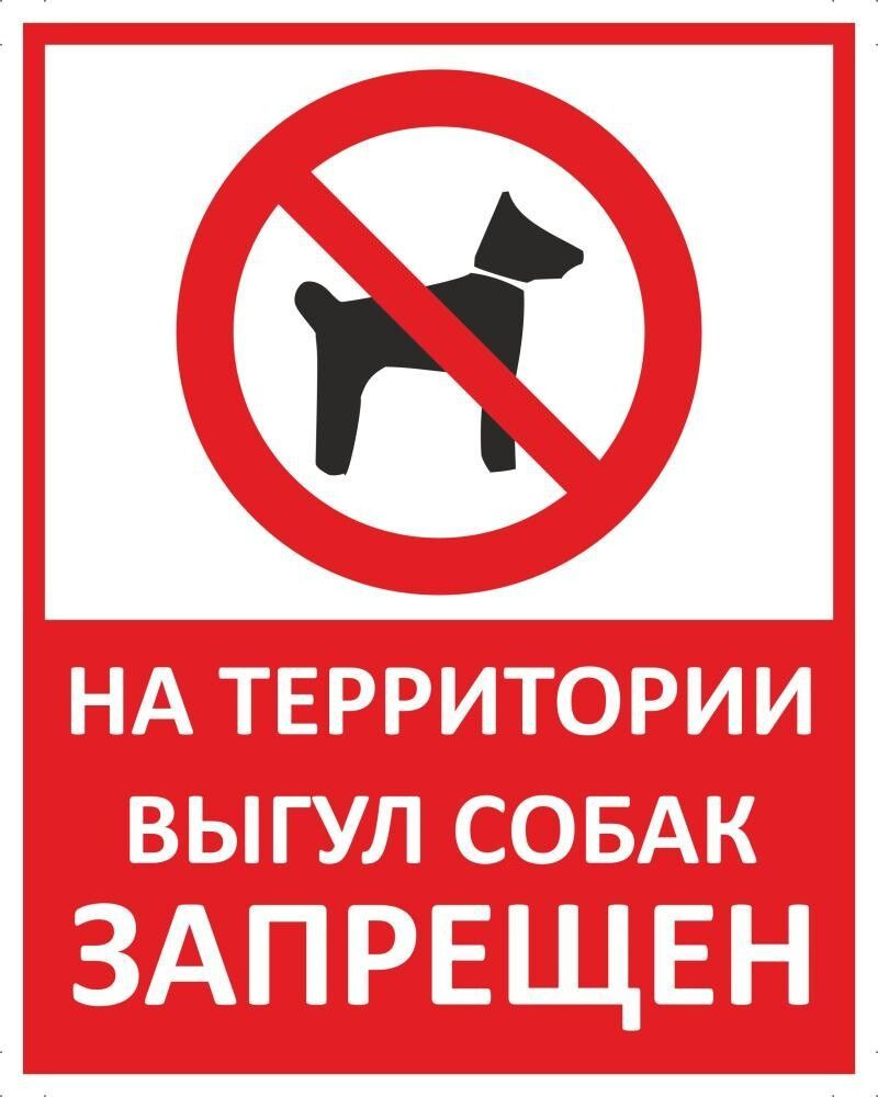 Табличка "На территории выгул собак запрещен" А4 (30х21см) #1
