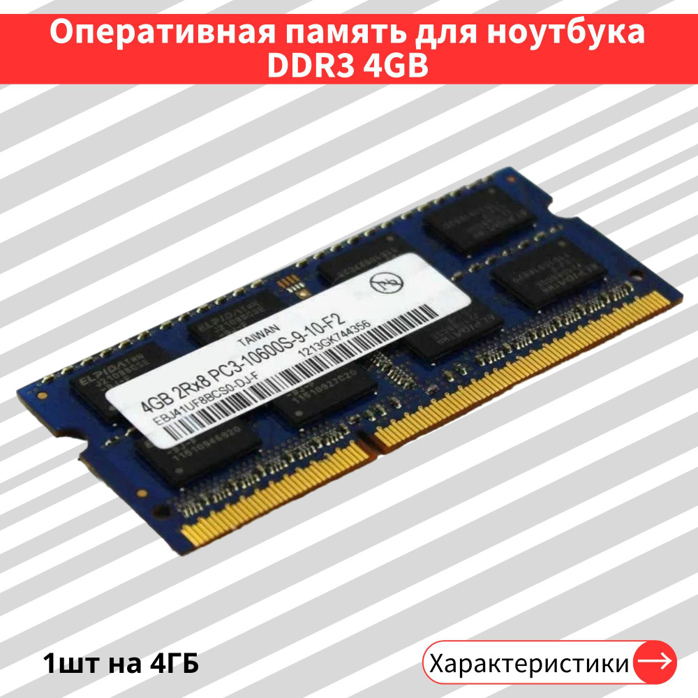 Оперативная память Elpida 4 ГБ DDR3 1333 МГц SODIMM 1x4 ГБ (eplida4gb1333) #1