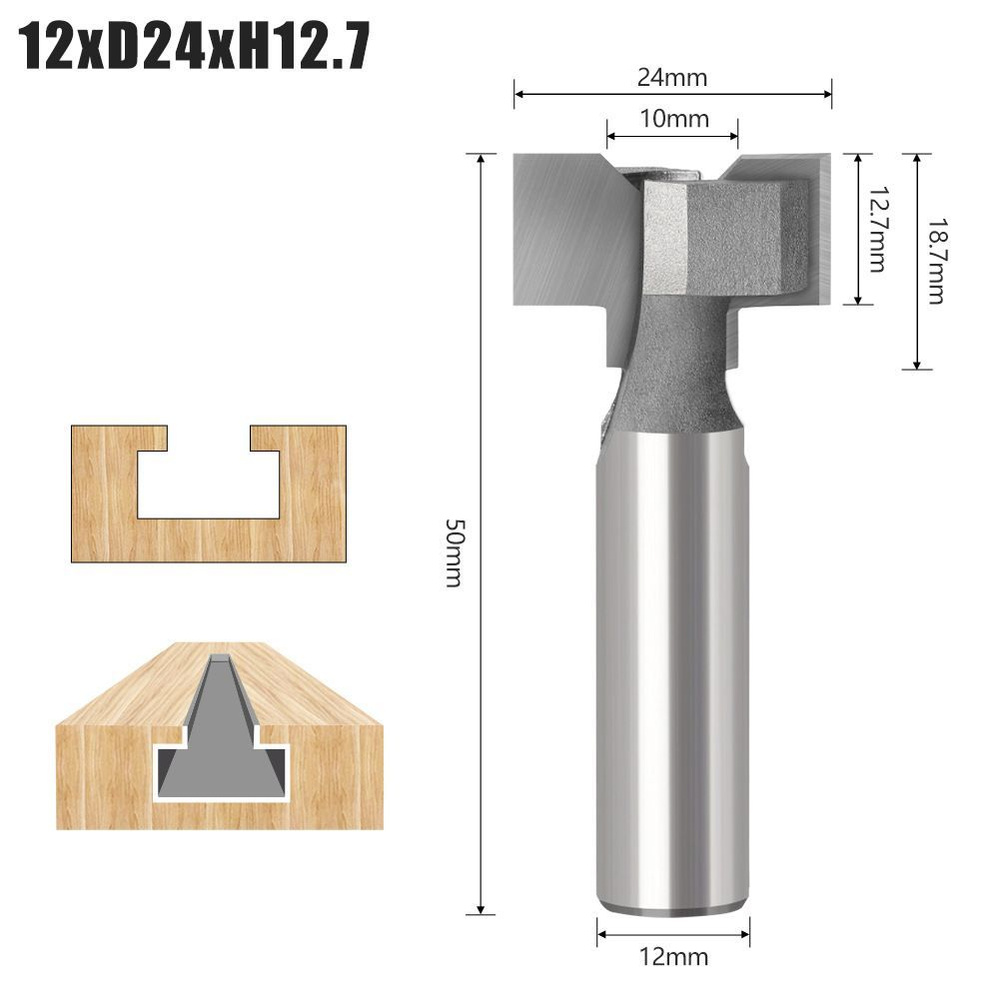 Фреза пазовая Т-образная 24 x 12.7 мм, хвостовика 12 мм #1
