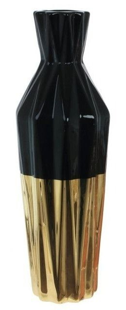 Ваза для цветов Remeco Collection / Ремеко керамика черный золотистый высота 34см / декор для дома  #1