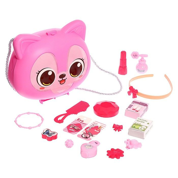Игровой набор "Маленькая модница" в сумочке, розовый кот  #1