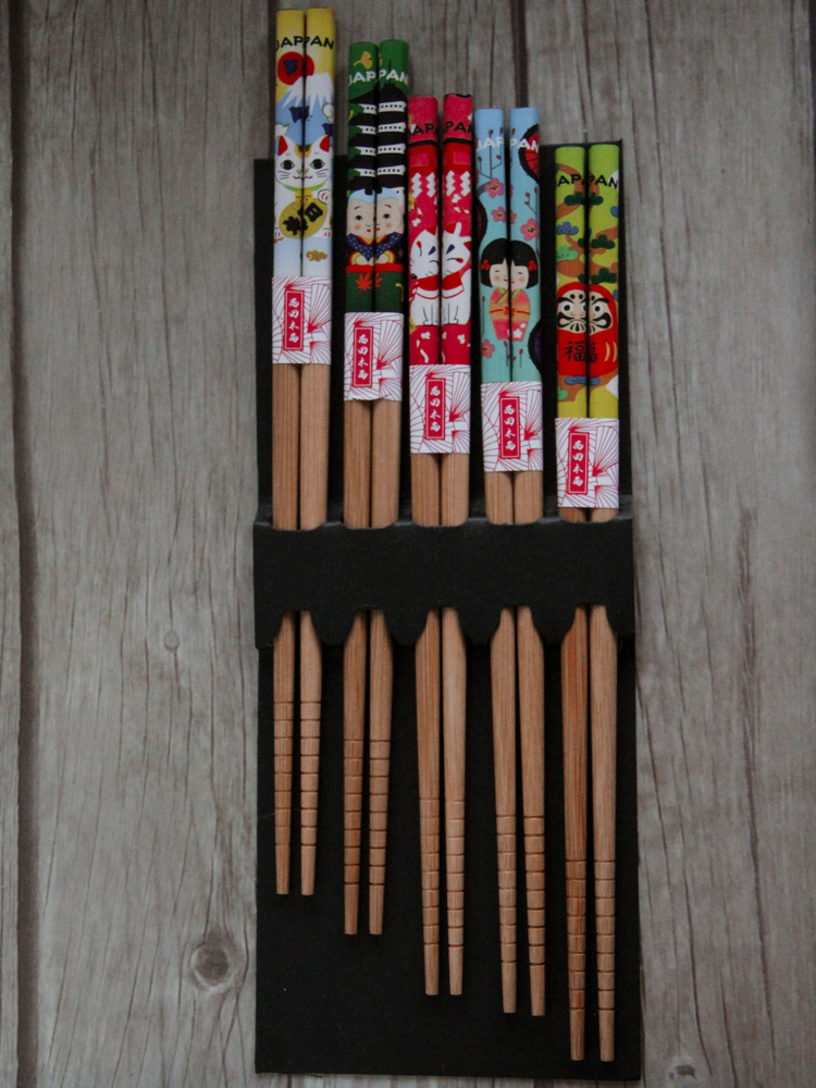 Многоразовые бамбуковые палочки для еды, 5 пар #1
