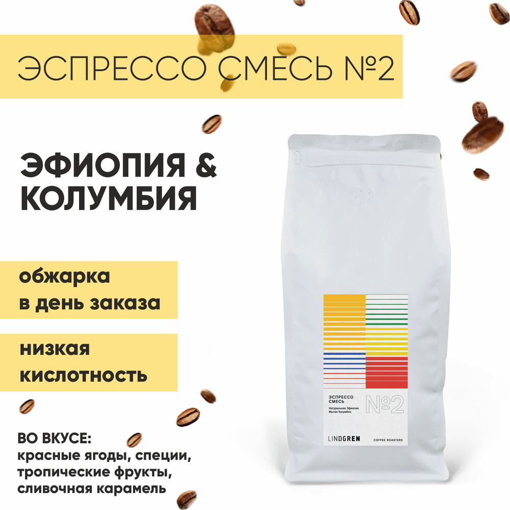 Кофе в зернах 1 кг Смесь №2 Эфиопия, Колумбия 1000г, Lindgren Coffee Roasters  #1