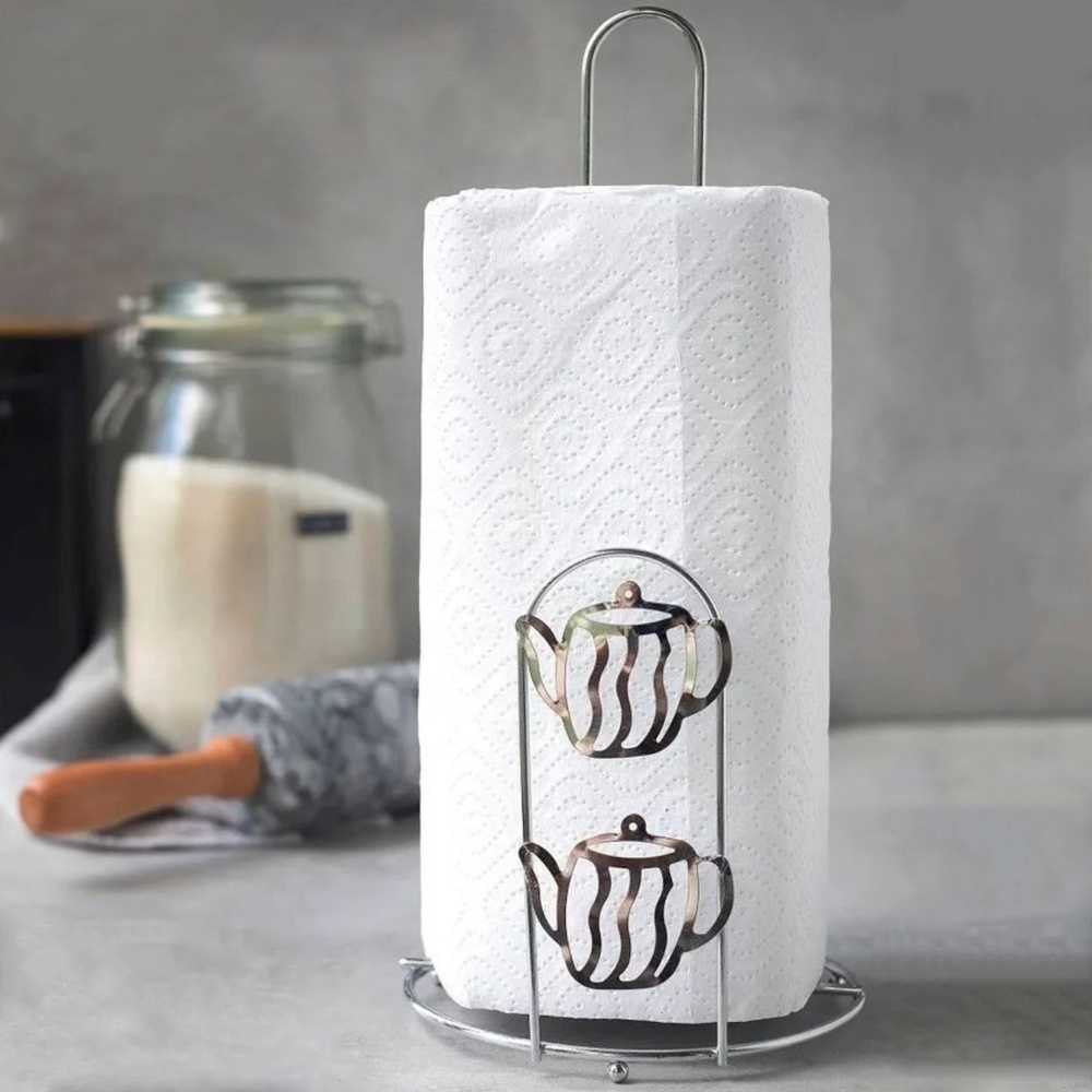 Подставка для бумажных полотенец Доляна "Чайнички", держатель кухонный металлический, размер 13,5 см #1