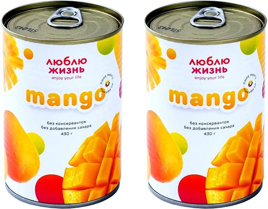 Пюре манго без сахара и без консервантов,Люблю жизнь,(в наборе 2шт по 430 гр)  #1