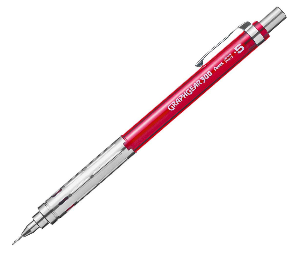 Механический карандаш PENTEL GRAPHGEAR 300 PG315-TBX 0.5 мм красный полупрозрачный корпус  #1