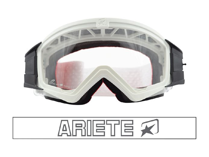Кроссовые очки маска ARIETE MUDMAX WHITE/CLEAR LENS WITH PINS #1