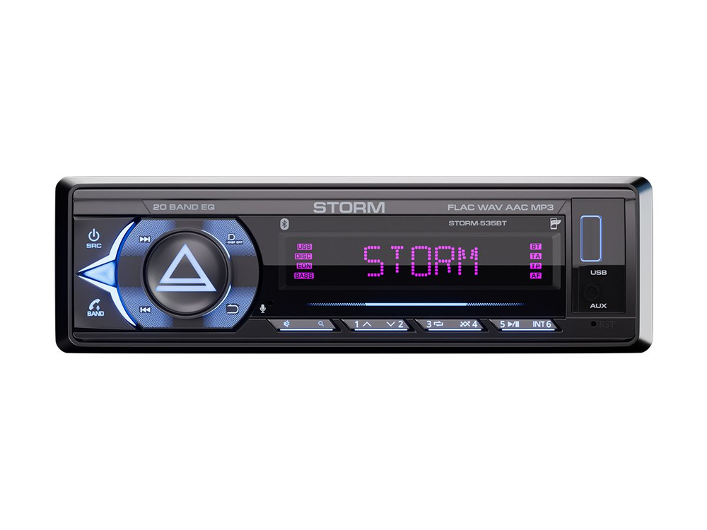 Автомагнитола Aura Storm 535BT (Bluetooth 5.0, 3xRCA, 4x51Вт, APP, USB, FLAC, RGB, D-SWC)  #1