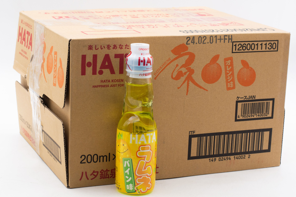 Напиток газированный Хата Косен Рамунэ Ананас 200 мл / Hata Kosen Ramune 200 ml Упаковка 30шт.  #1