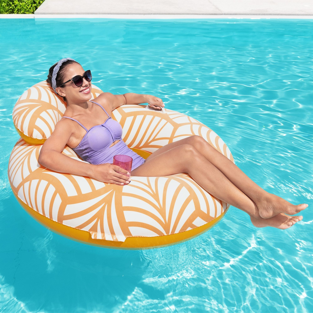 Круг надувной Bestway для плавания Comfort Plush Deluxe с подушкой и подстаканником, диаметр 104 см, #1