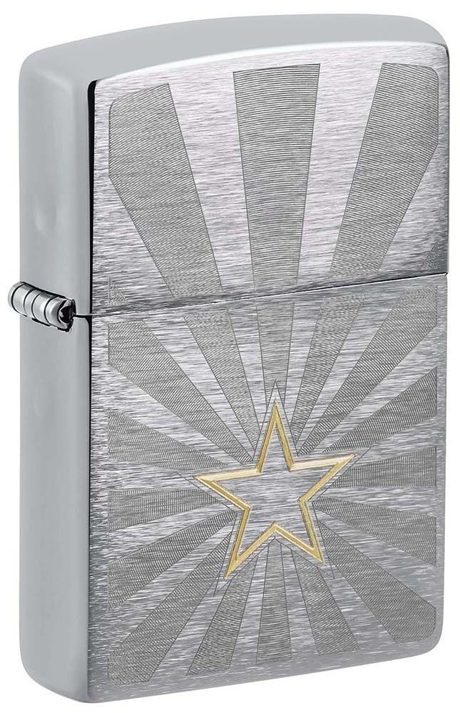 Зажигалка бензиновая Star Design ZIPPO 48657 серебристая кремниевая  #1