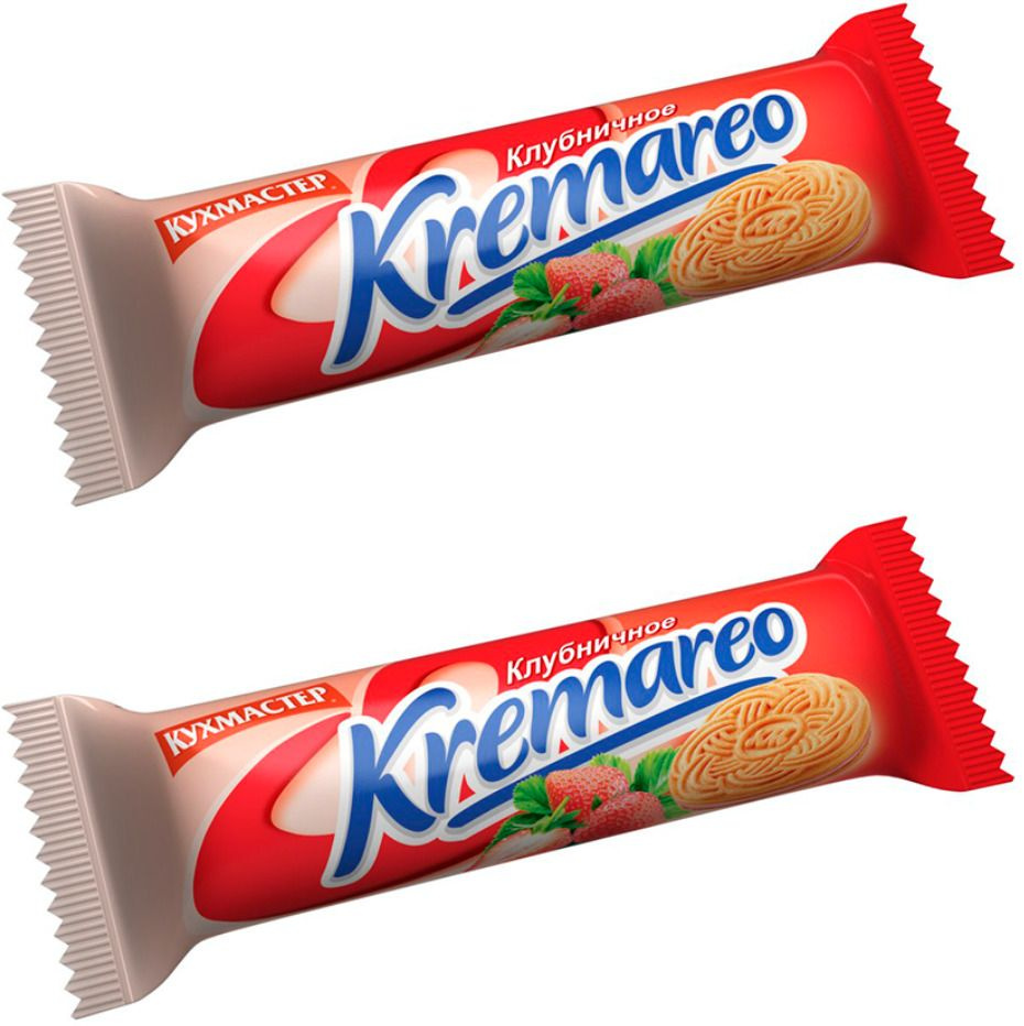 Кухмастер Печенье сахарное Kremareo с клубничной начинкой, 100 г, 3 шт  #1