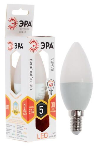 Лампа светодиодная ЭРА LED smd B35-5w-827-E14 E14, 5 Вт, 400 лм, 2700 K, 170-265 В /50-60 Гц  #1